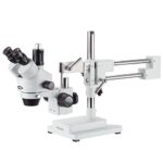 Microscopio AmScope SM-4Tcon zoom trinocular profesional, lentes WH10x, aumento de 7X-45X, objetivo con zoom de 0,7X-4,5X, iluminación ambiental, soporte con dos brazos estilo jirafa
