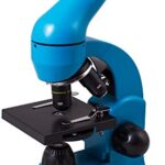 Microscopio Escolar Ligero Levenhuk Rainbow 50L Azure/Azul (40–800x) con Kit de Experimentos y Estuche de Almacenaje