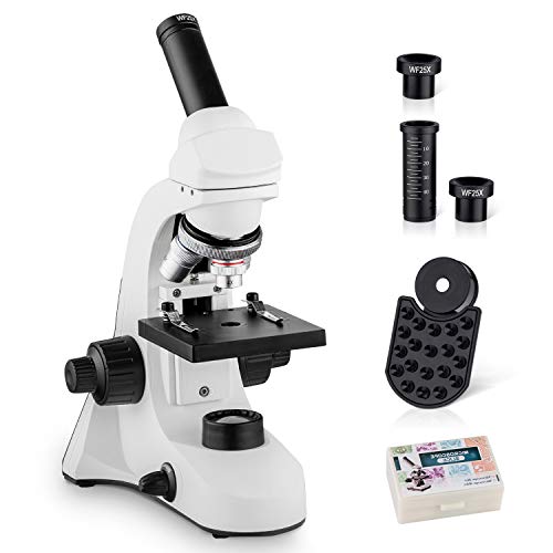 operación Equipo Microscopio Monocular para Estudiantes Niños Aumento de 100-2000x Muestras Biológicas Potente Microscopios Biológico Educativo con Adaptador teléfono 
