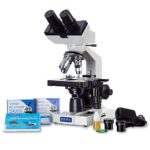 Omax promoción Set: 40 x -2000 x Binocular Microscopio Compuesto LED Lab con doble capa etapa mecánica + 100 tapas de diapositivas en blanco y vidrio + 50 papel limpiador de lentes