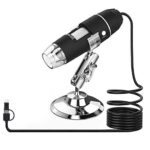 RUIZHI Microscopio USB, 1000x Microscopio digital USB de alta potencia Cámara de microscopio 3 en 1 PCB con 8 luces LED y soporte para microscopio para persona Compatible con Windows, Android y Mac