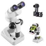 Solomark Microscopio estéreo binocular, WF10x y WF20x, aumento 20X-40X, alcance 3D de Science Lab con adaptador de smartphone para niños, estudiantes, principiantes