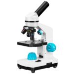 TOPQSC 2000X Microscopio de laboratorio compuesto óptico para niños, microscopio biológico monocular profesional con iluminación LED bifocal